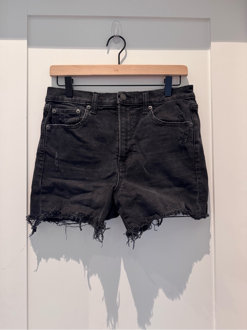 GAP Black Distressed Denim Shorts